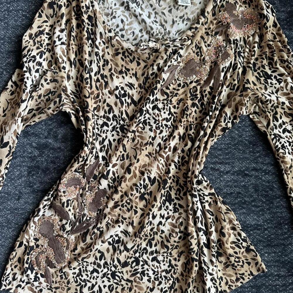 Vintage Dana Buchman animal print long sleeve top